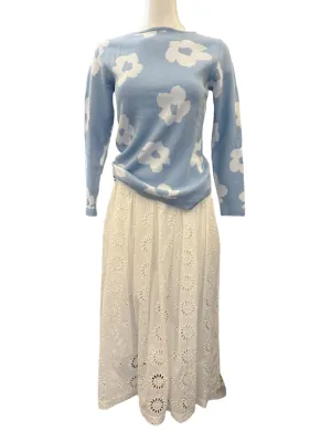 0039 Italy Kylie Cotton Embroidered Skirt White