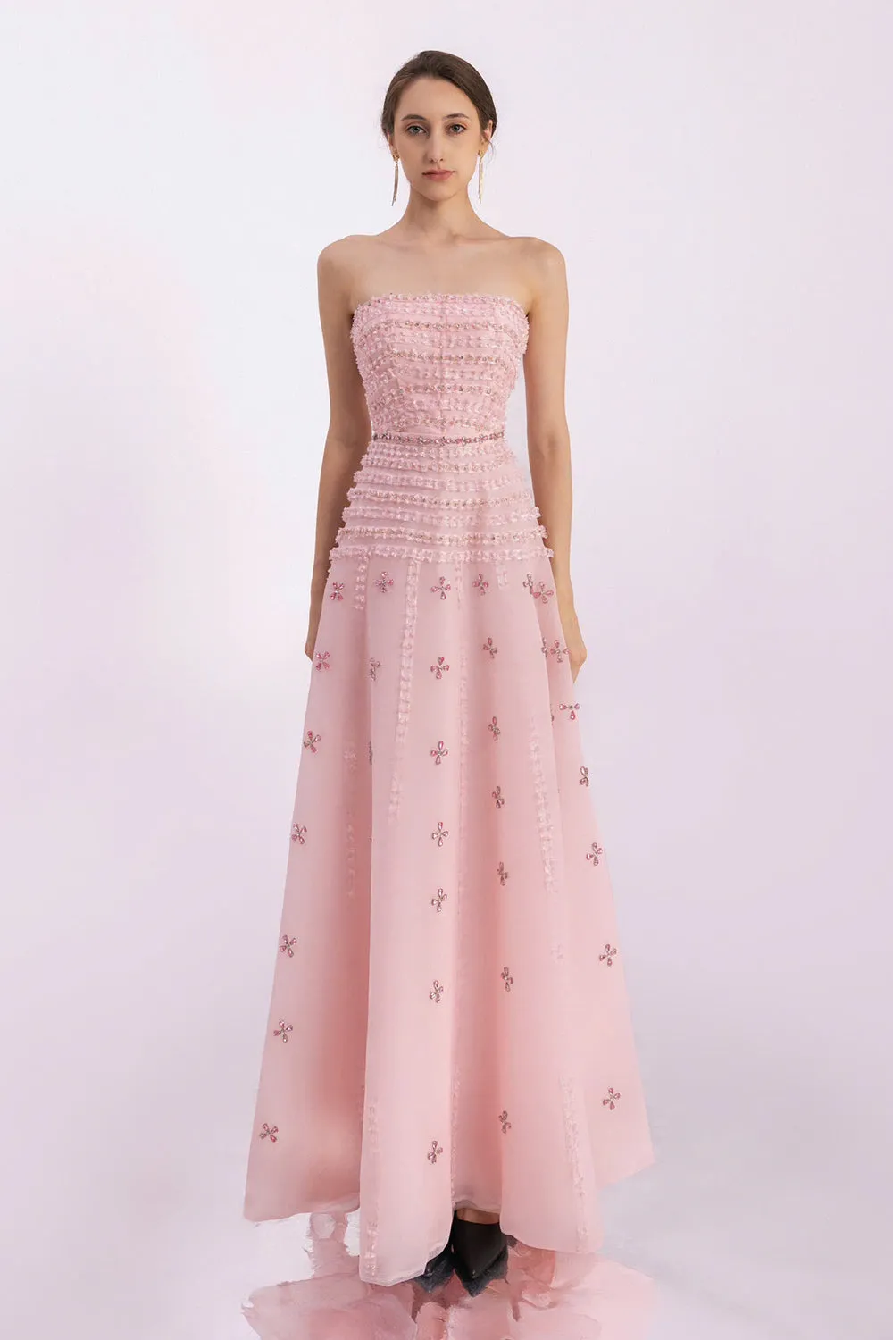 Birdie Fit and Flare Stone Organza Maxi Dress