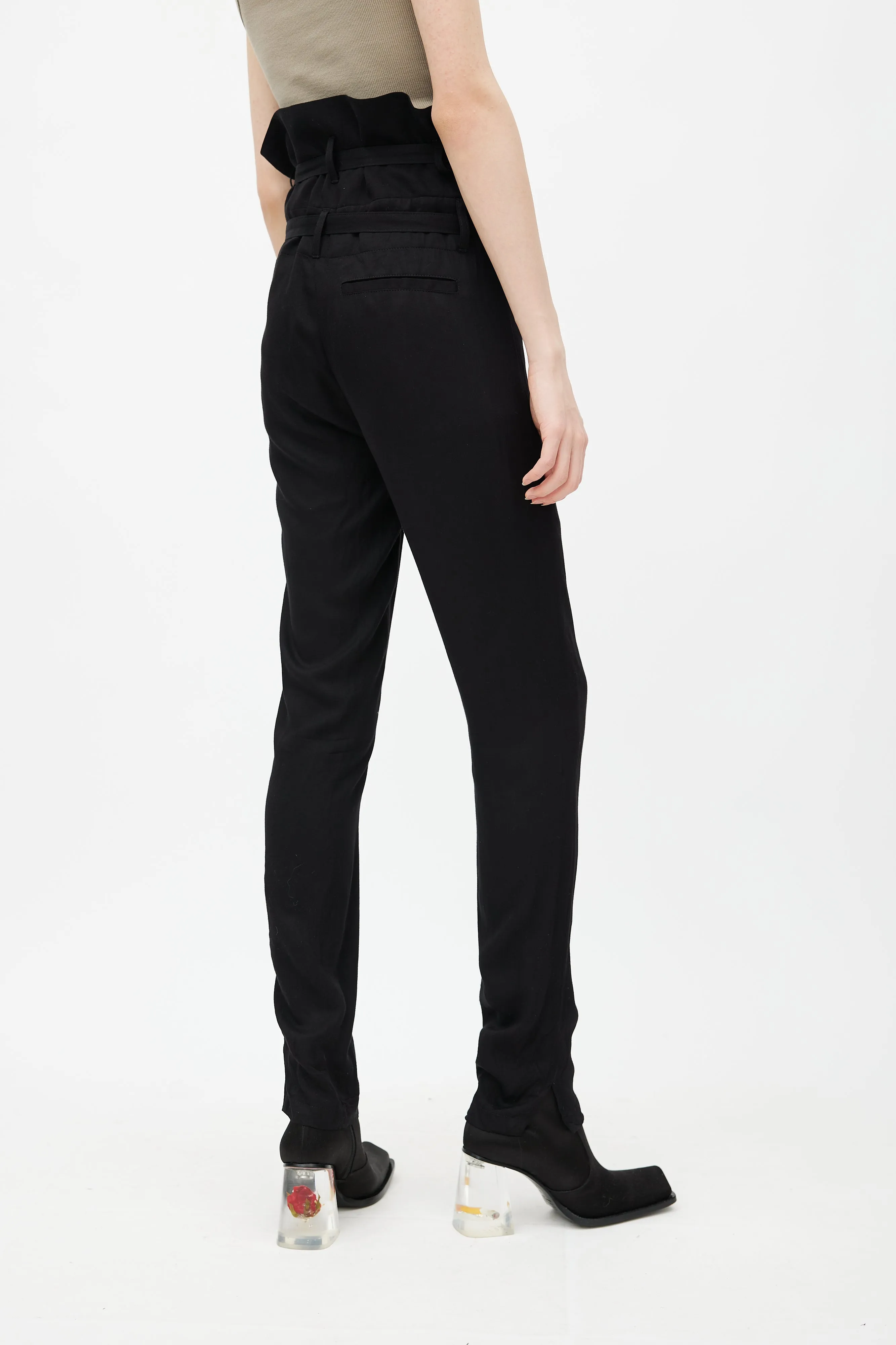 Black Belted Paperbag Trouser