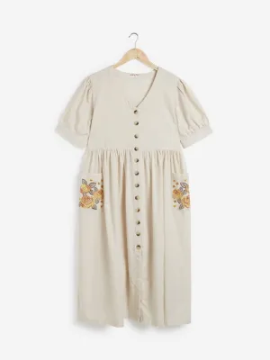Bombay Paisley Off White Fit And Flare Dress