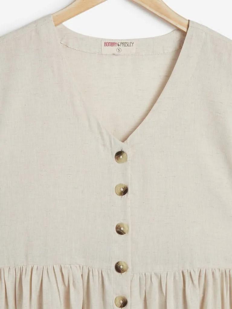 Bombay Paisley Off White Fit And Flare Dress