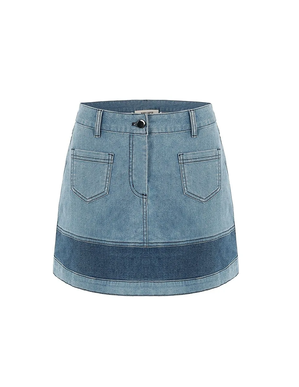 BORA AKSU Contrast Color Washed Denim Mini Skirt