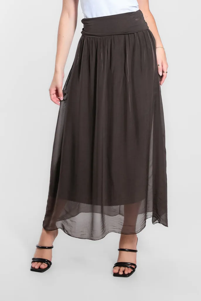 Brenda Silk Foldover Waist Skirt (SL204)