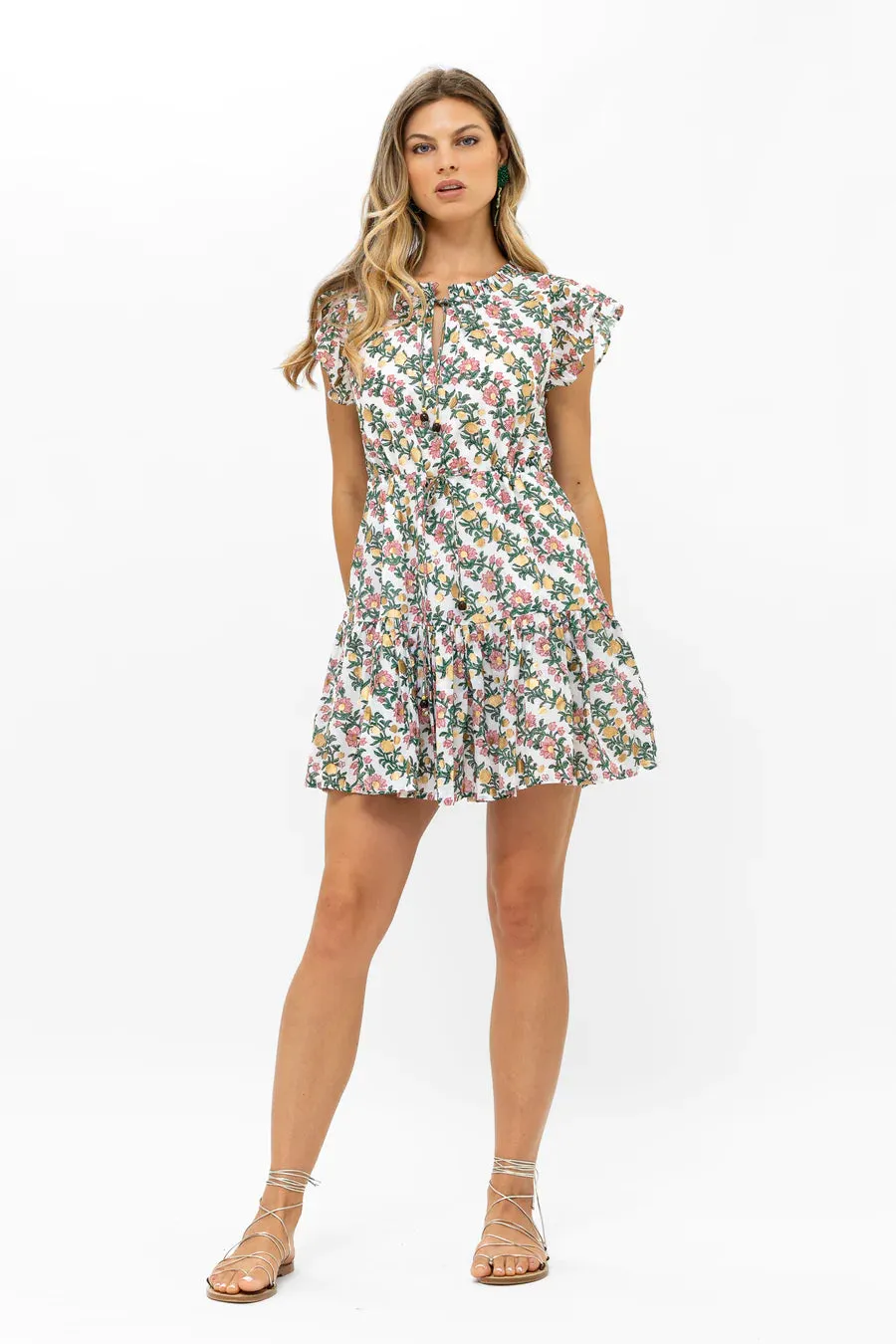 Cinched Flirty Mini Dress - Lupina Coral
