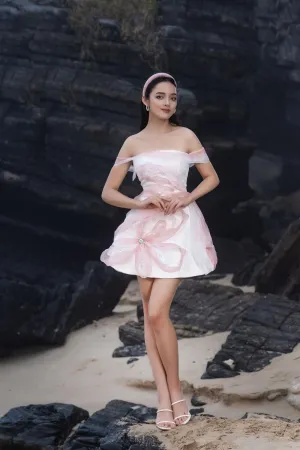 Claudia Fit and Flare Off-Shoulder Organza Mini Dress