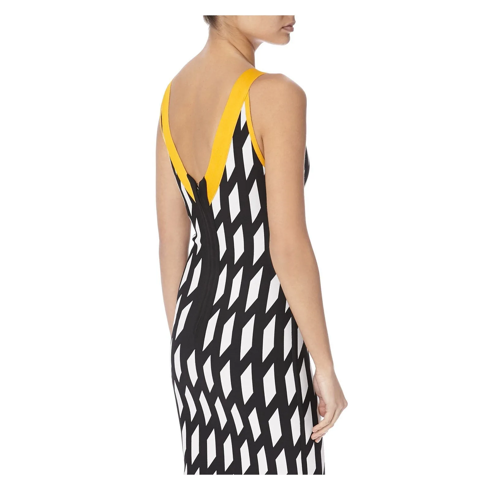 CONTRAST TRIM FIT AND FLARE KNIT DRESS