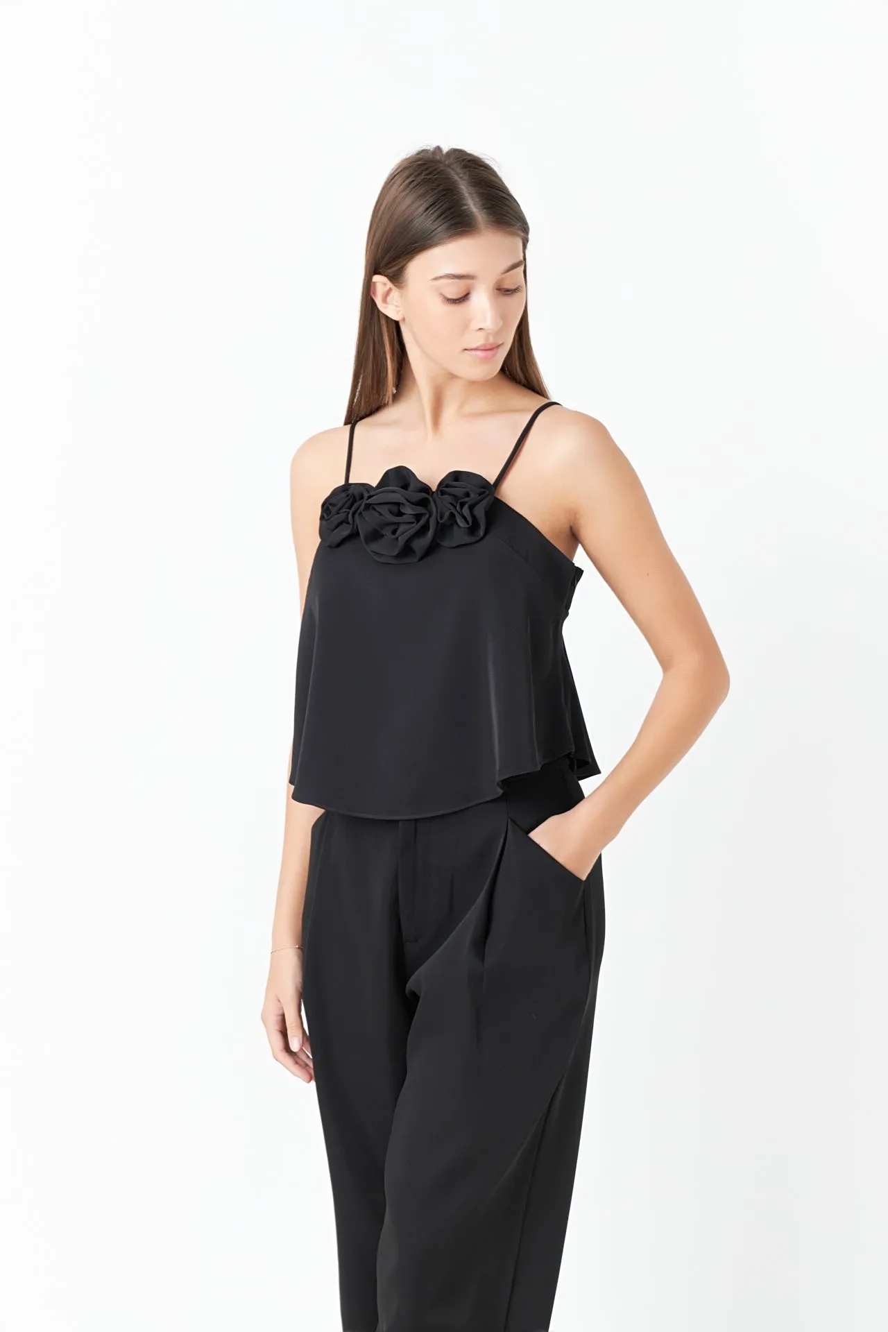 Corsage Bow Flowy Top