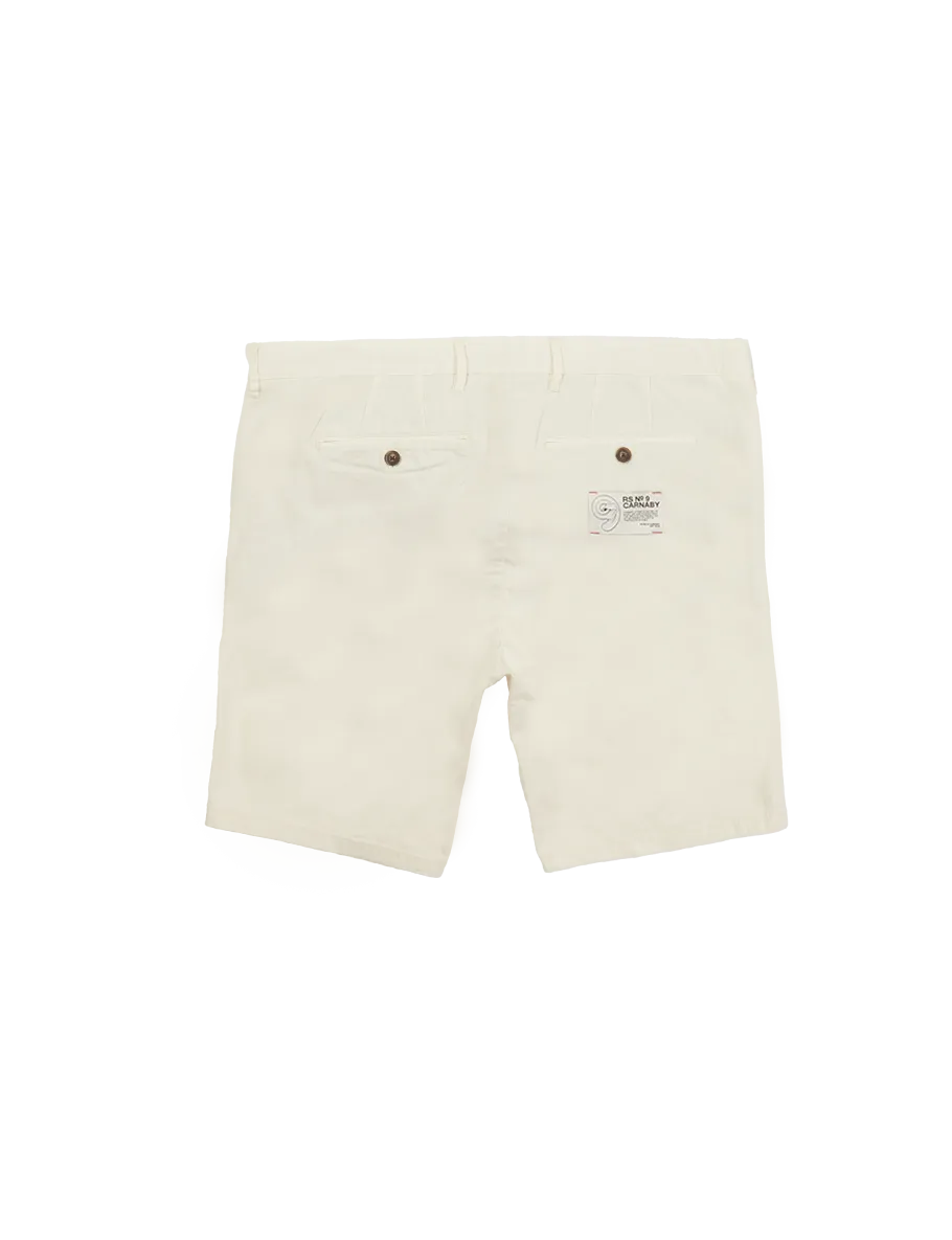 Cream Tonal Embroidered Tongue Logo Chino Shorts