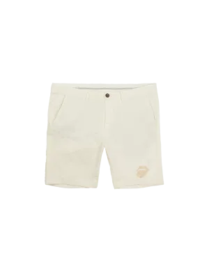 Cream Tonal Embroidered Tongue Logo Chino Shorts