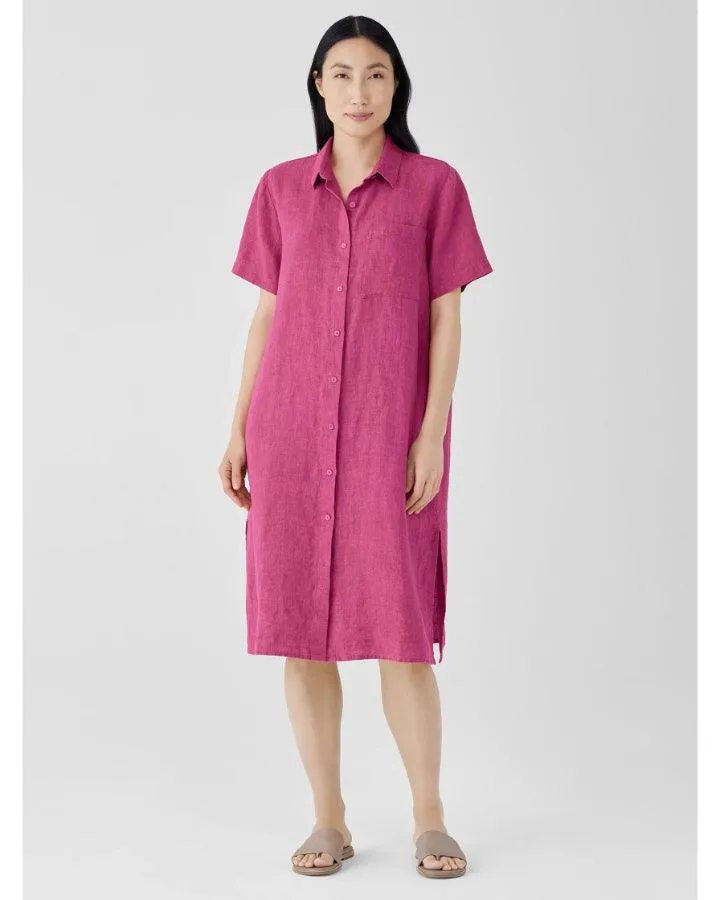 Eileen Fisher Washed Organic Linen Délavé Shirt Dress