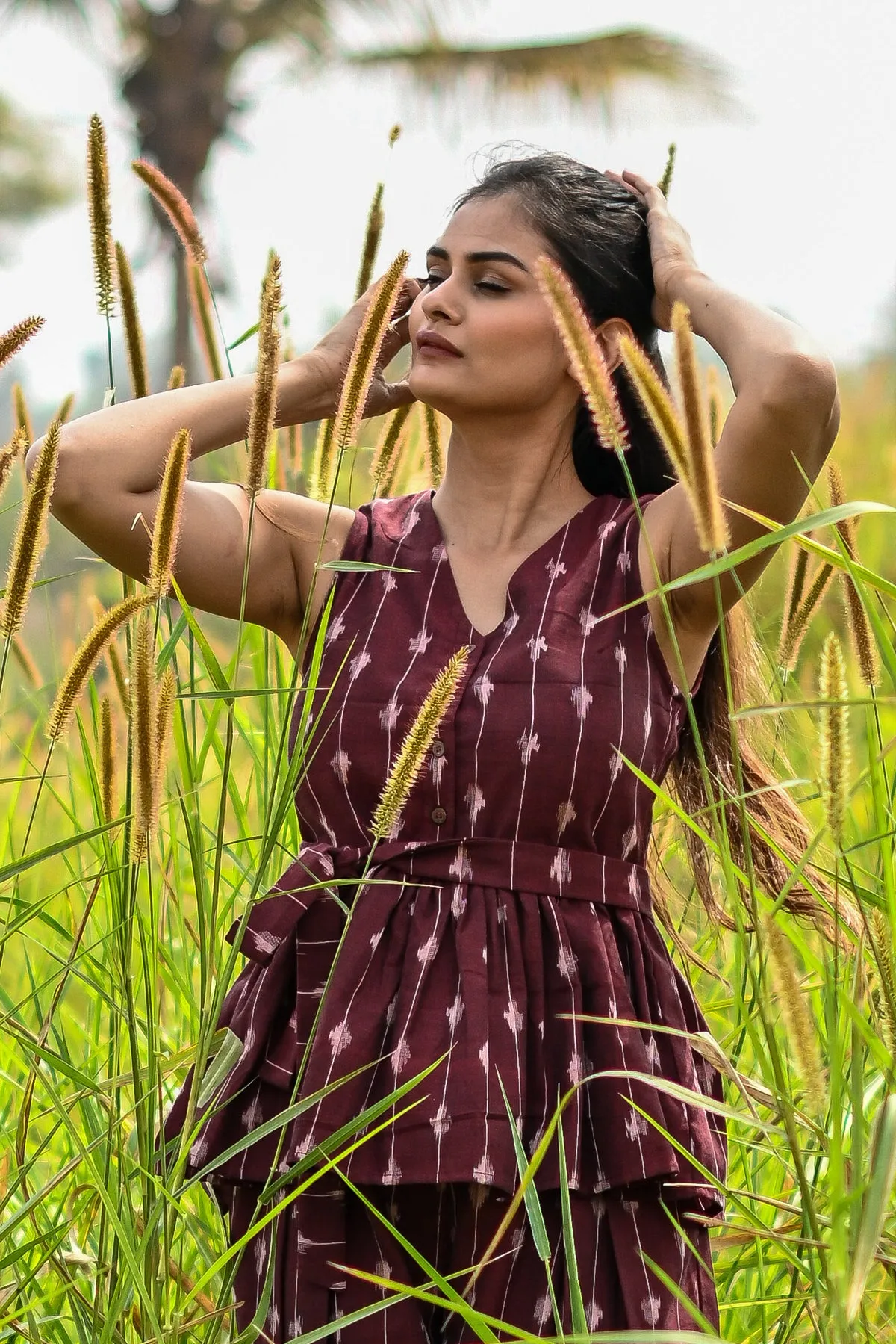Felina Maroon Ikat Top