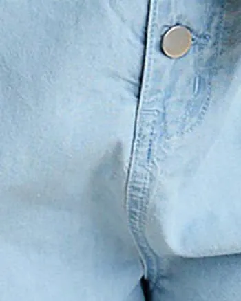 Fiona Chambray High-Rise Shorts | Light Blue