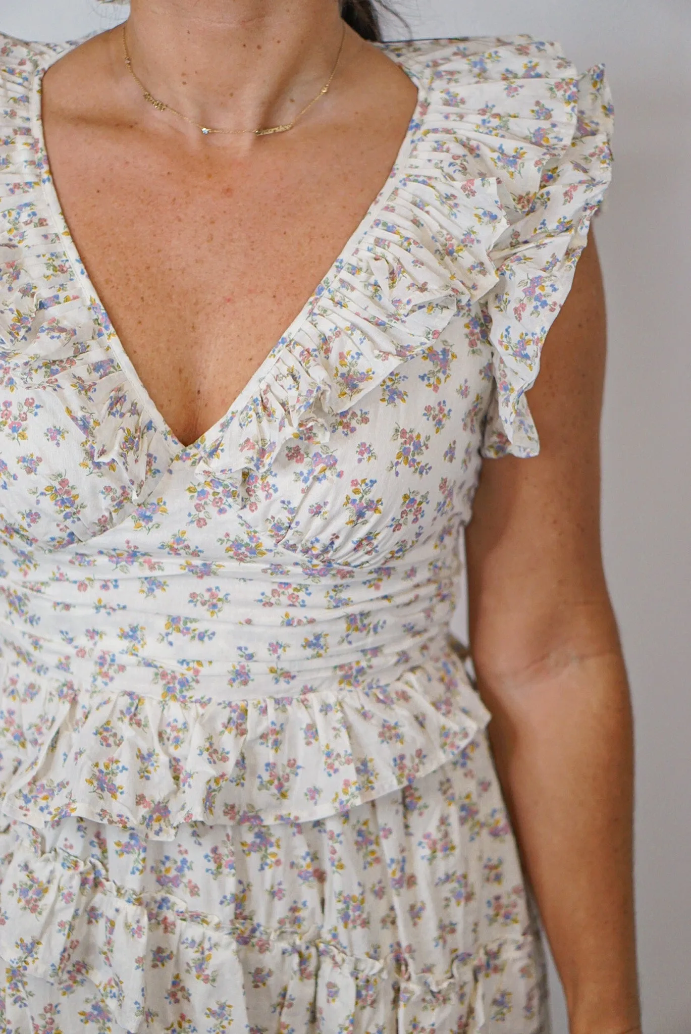 Floral Delight Cream Maxi Dress