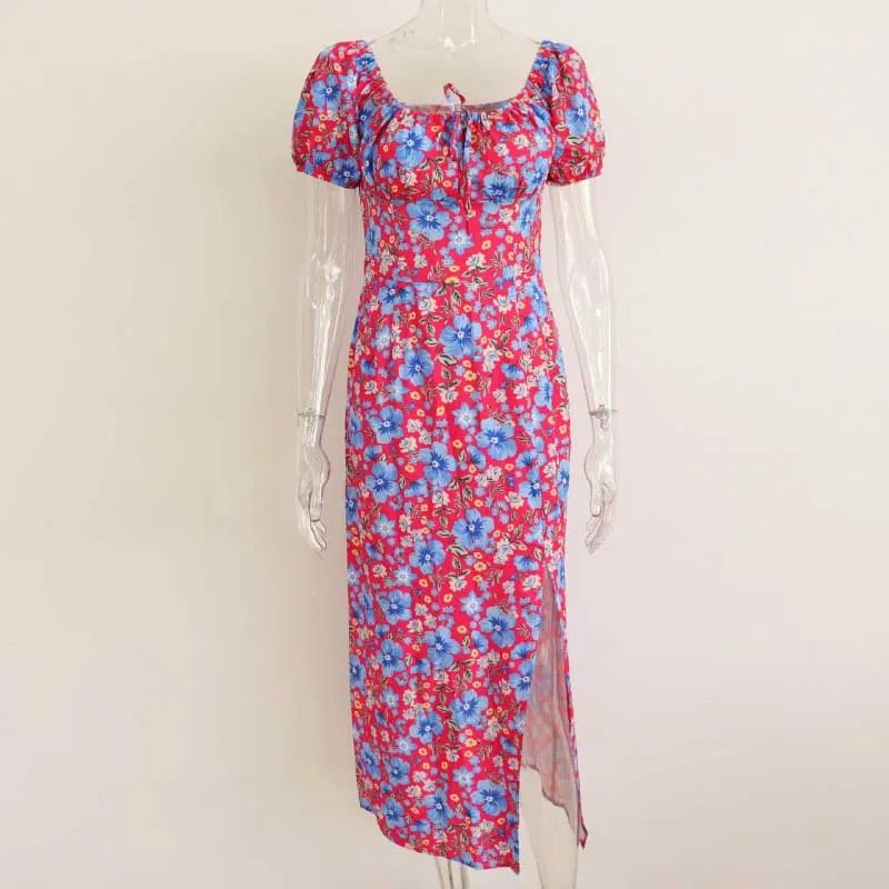 Floral Ruffled and Puff Sleeve Spring Dresses