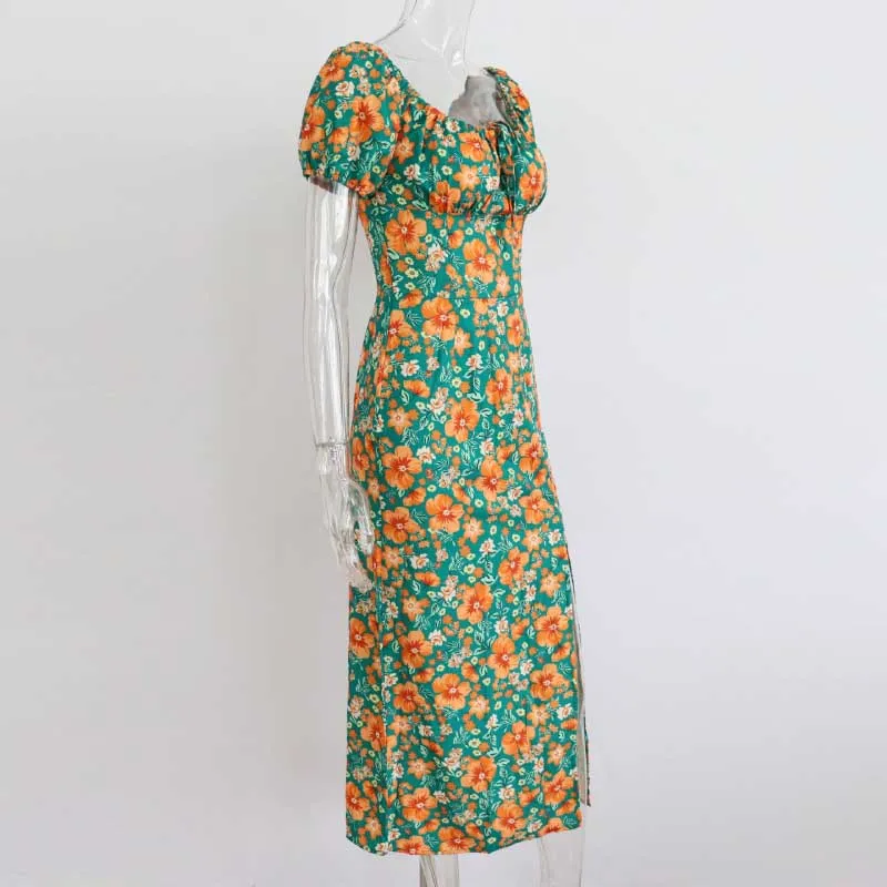 Floral Ruffled and Puff Sleeve Spring Dresses