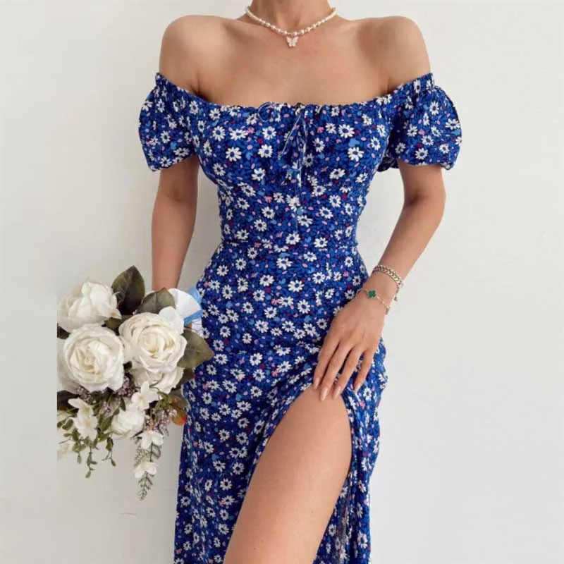 Floral Ruffled and Puff Sleeve Spring Dresses