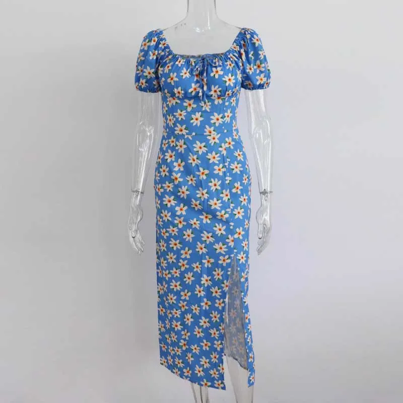 Floral Ruffled and Puff Sleeve Spring Dresses