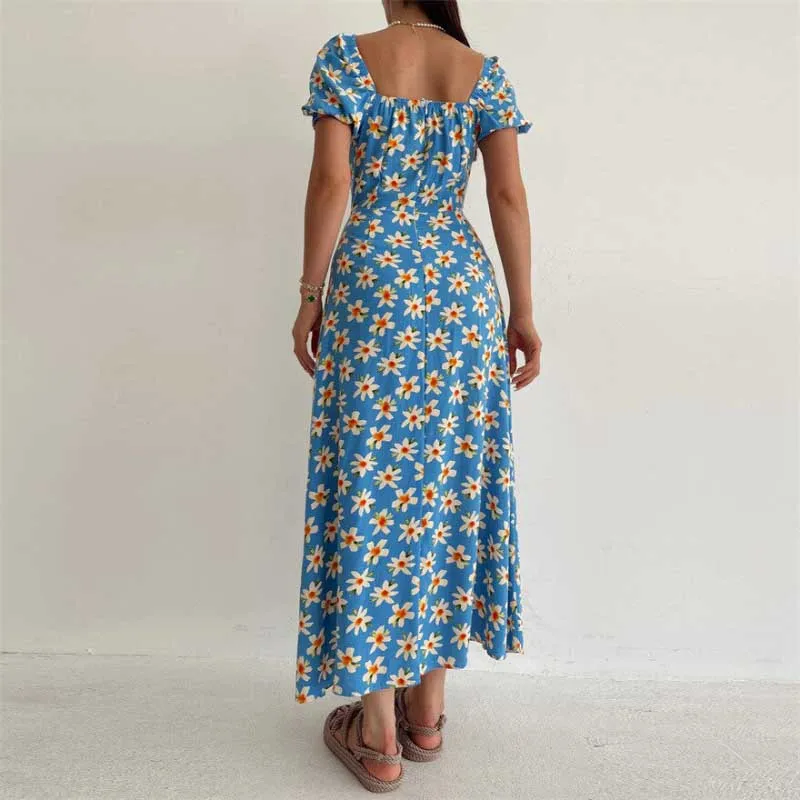 Floral Ruffled and Puff Sleeve Spring Dresses