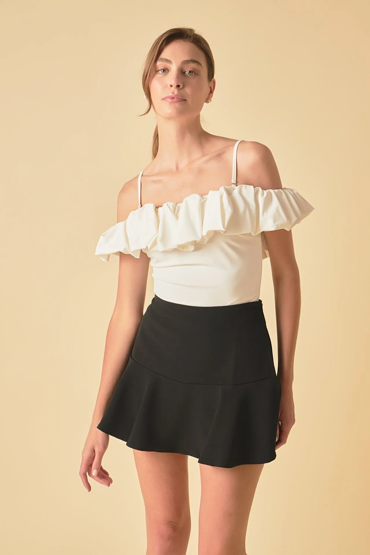 Flounce Mini Skort with Waist Tie