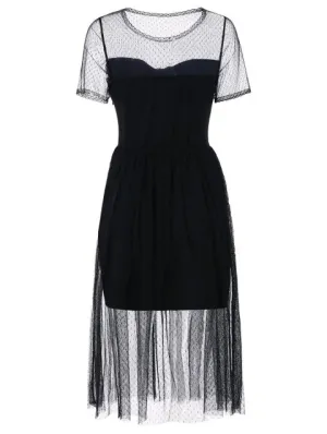 Impressive Waist Mesh Overlay Dress