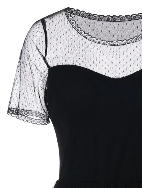 Impressive Waist Mesh Overlay Dress