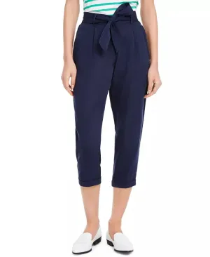 Maison Jules Women's Cropped Paperbag Pants Navy Size Large
