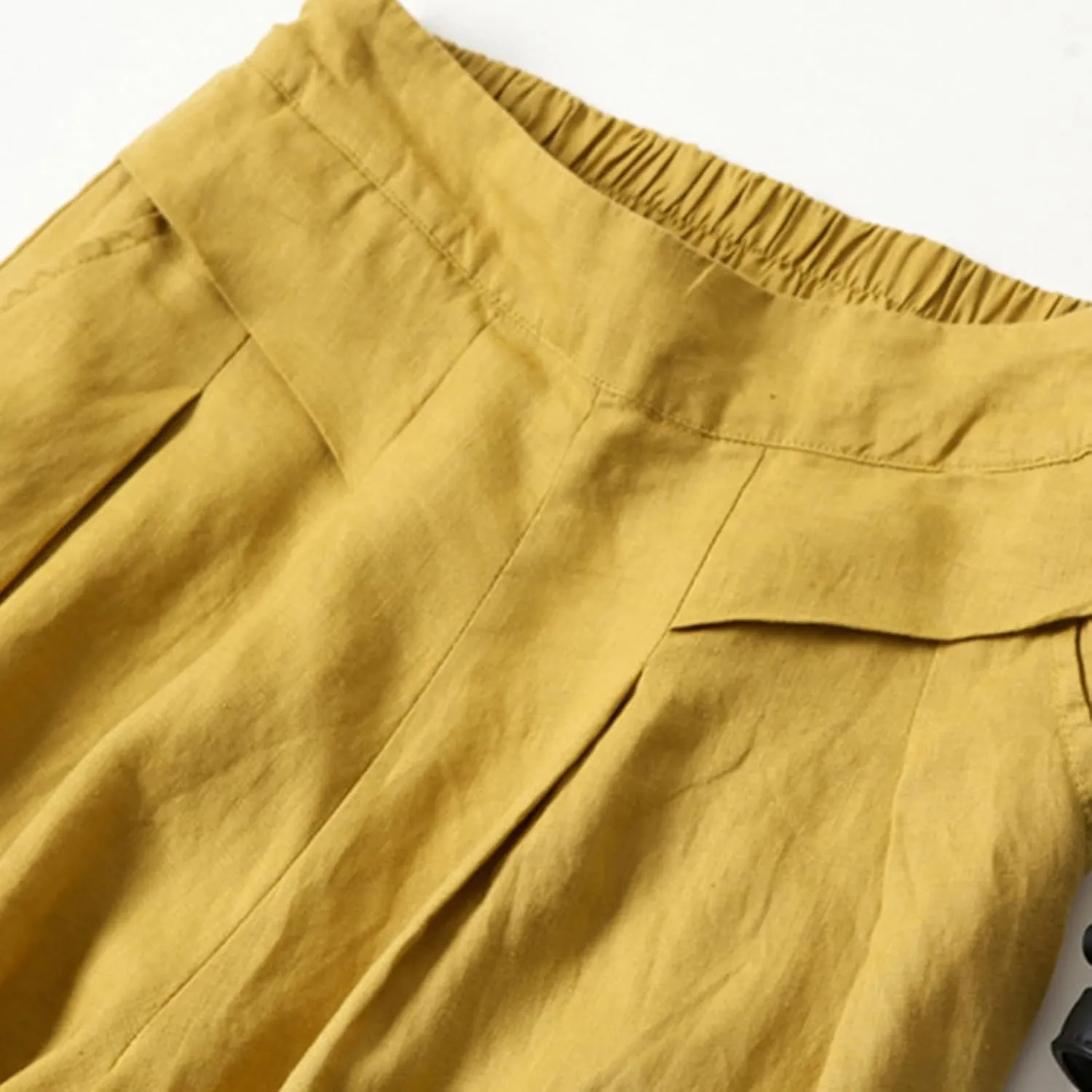 MINTLIMIT Women's Culottes Linen Wide Leg Pants Elastic Waist Lounge Pant Summer Casual Palazzo Trousers with Pockets