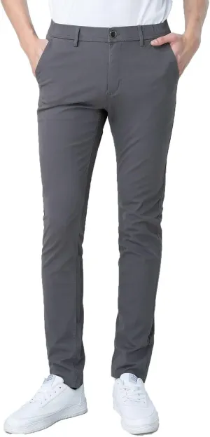 Plaid&Plain Men’s Skinny Khaki Pants Skinny Fit Chinos