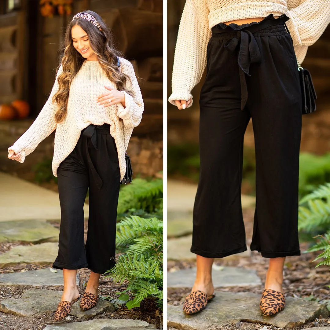 Proper Persona Black Paper Bag Crop Pants