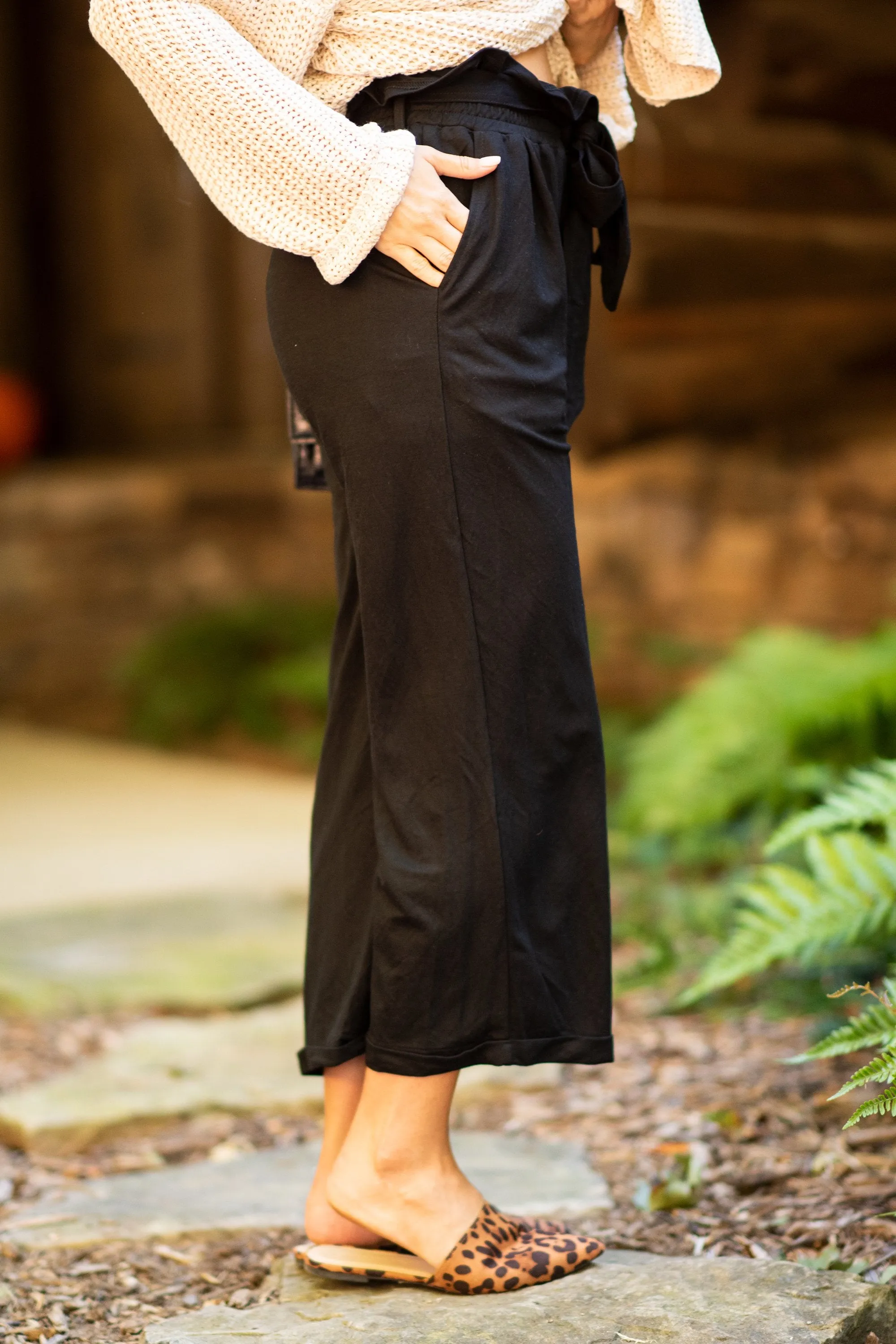 Proper Persona Black Paper Bag Crop Pants