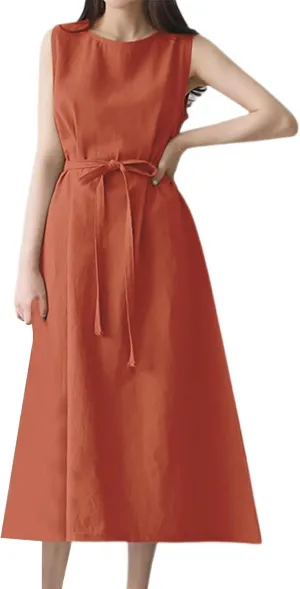 Short Sleeve Floral Dress Comfy Midi Dresss Summer Crewneck Tie Waist Solid Beach Tank Dress Long Dresses Spring