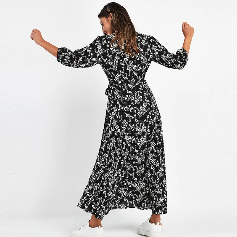 Vintage Floral Print Boho Maxi Dress