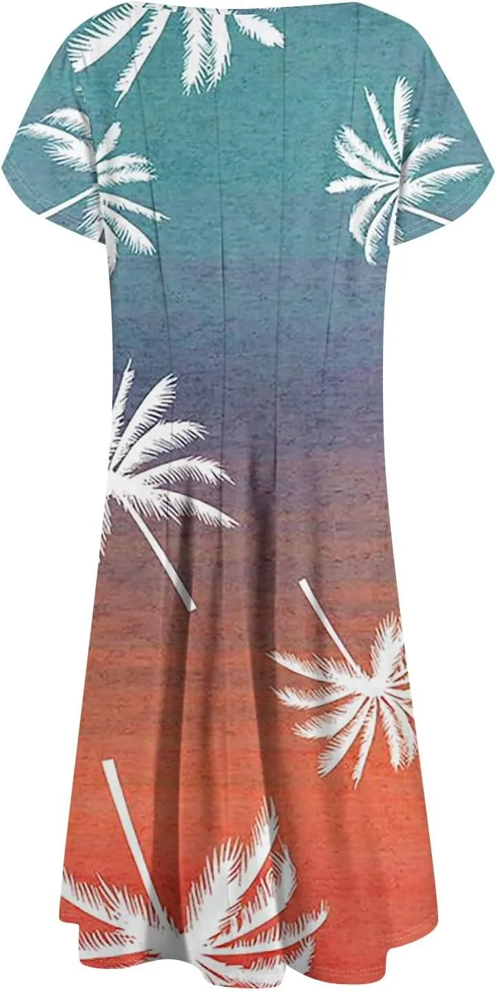 Women's Plus Size Maxi Dresses for Curvy Women Summer Short Sleeve Casual 2025 Long Dress XL-3XL