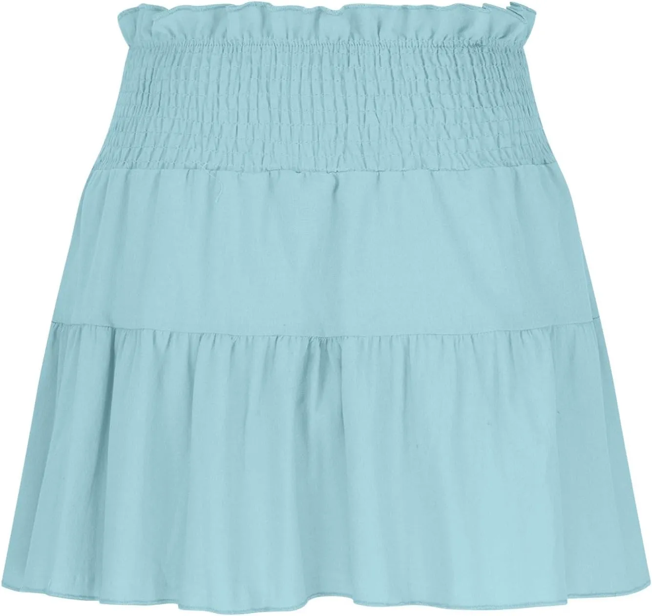 Womens Summer Skirts High Waisted Ruffle Mini Skirt Flowy A Line Skirt Pleated Elastic Waist Skirts Vacation Clothes
