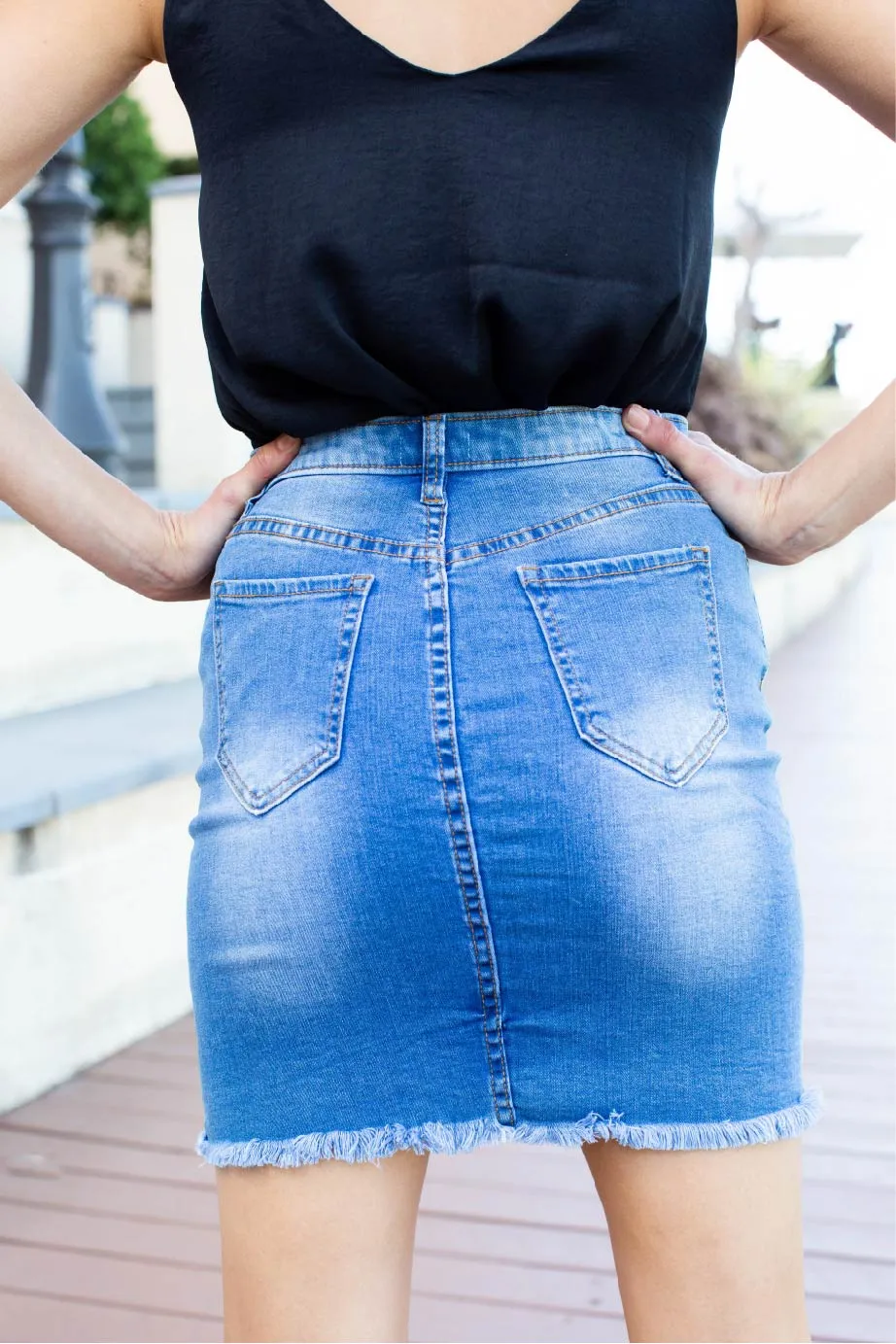 X Stitch Blue Denim Skirt